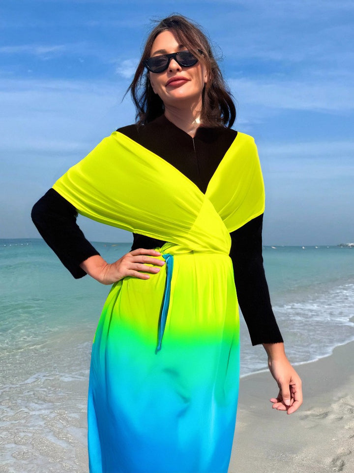 Damen Strandkleid mit Wickel- und Farbverlauf Drune