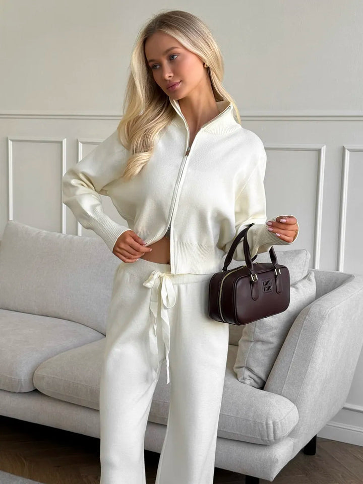 Damen modisches und komfortables Fleece-Set mit Reißverschluss Drune