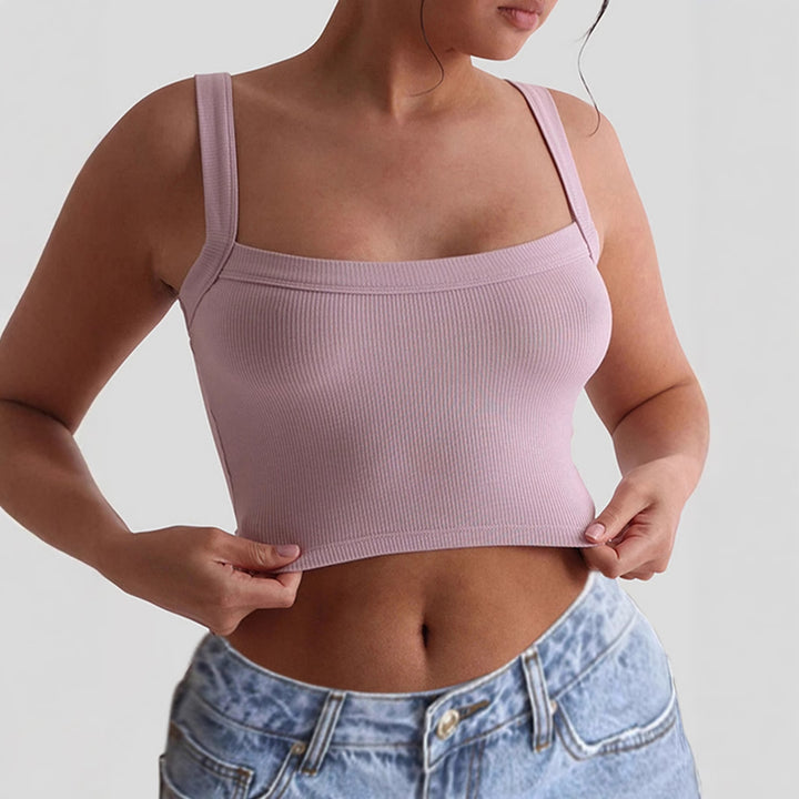 Damen Crop-Top mit quadratischem Ausschnitt und elastischem Material Drune