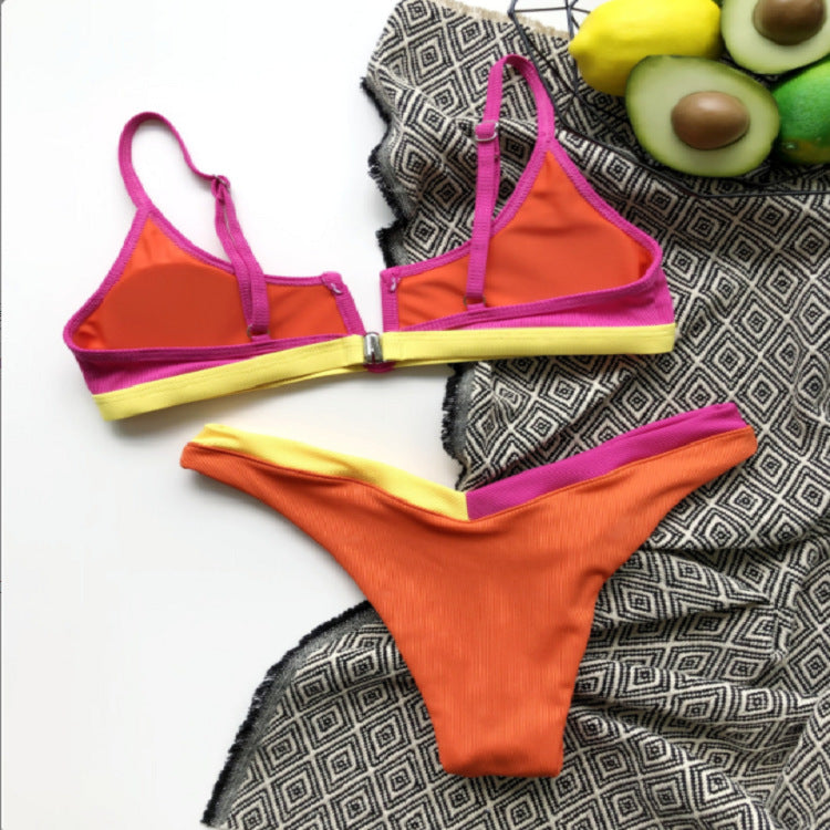 Damen Bikini-Set mit modischem V-Ausschnitt und sportlichen Akzenten Drune