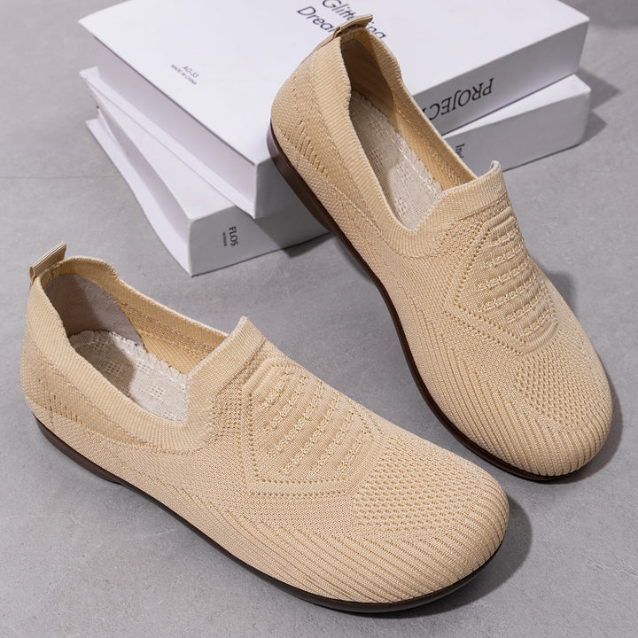 Damen nan gestrickter Komfort-Slip-On Halbschuh mit sockenähnlichem Schaft, gepolstertem Memory-Fußbett und flexibler Leichtlaufsohle Drune
