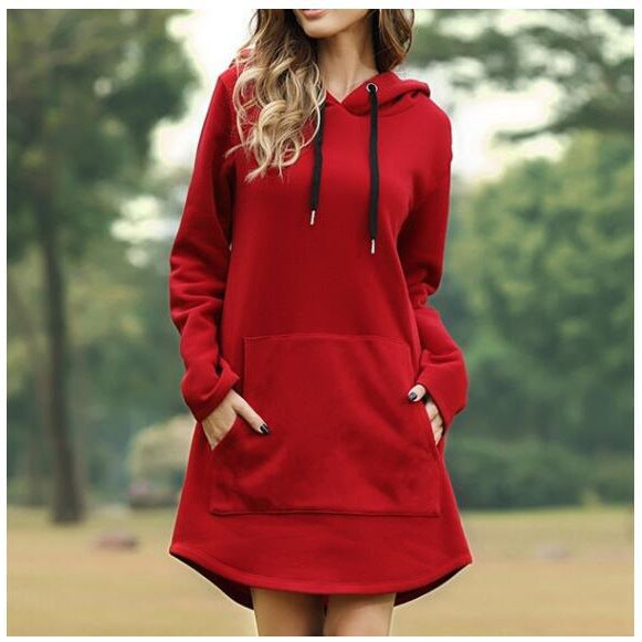 Damen nan Kapuzenkleid aus Sweatstoff, oversized Schnitt mit Kängurutasche Drune
