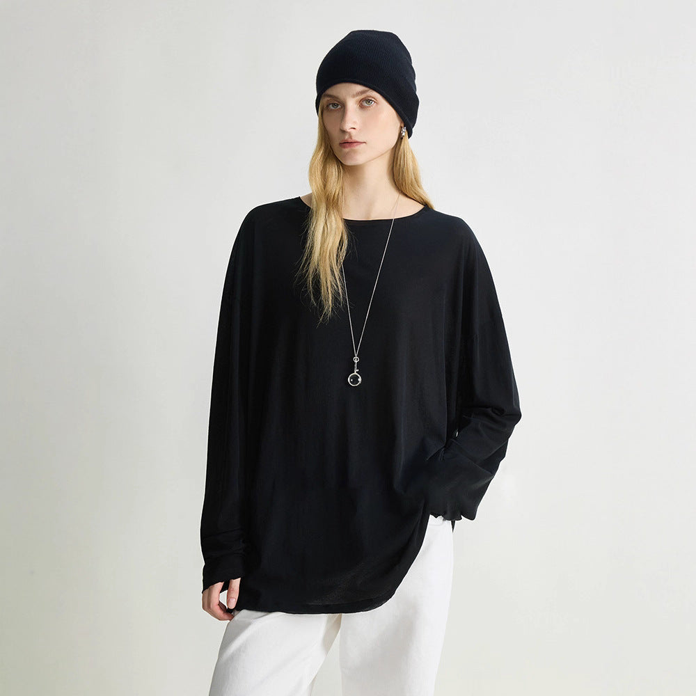 Damen lässiges Langarmshirt aus hochwertigem Baumwollmix Drune
