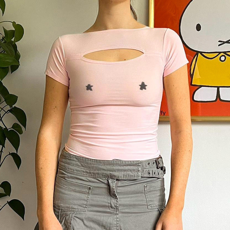 Damen luftiges Trägershirt mit elegantem Cut-out-Design und floralem Druck Drune