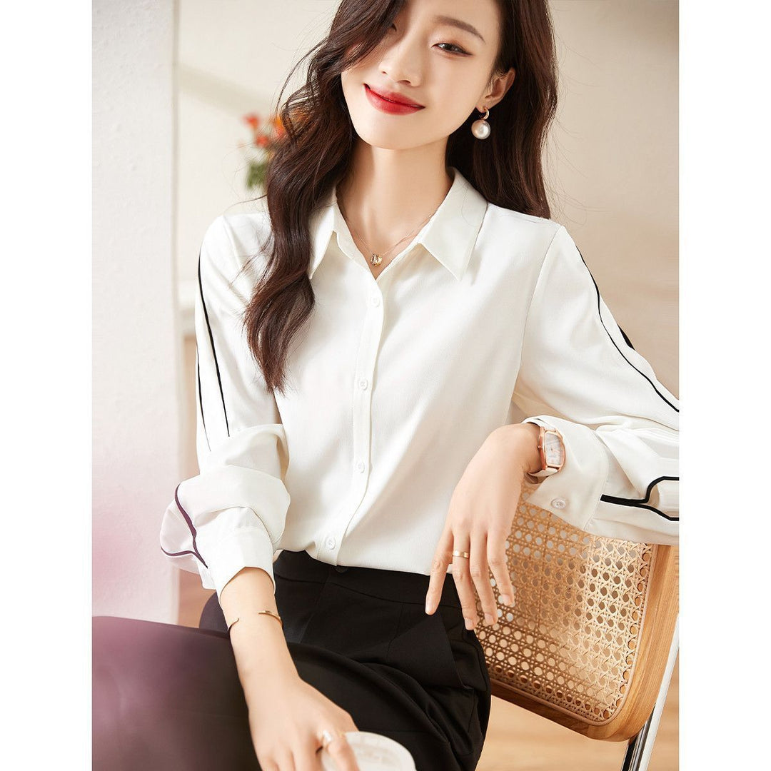 Damen elegante Bluse mit klassischen Knopfdetails Drune