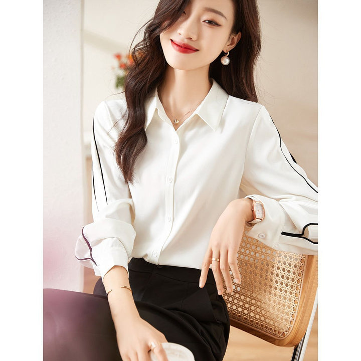 Damen elegante Bluse mit klassischen Knopfdetails Drune