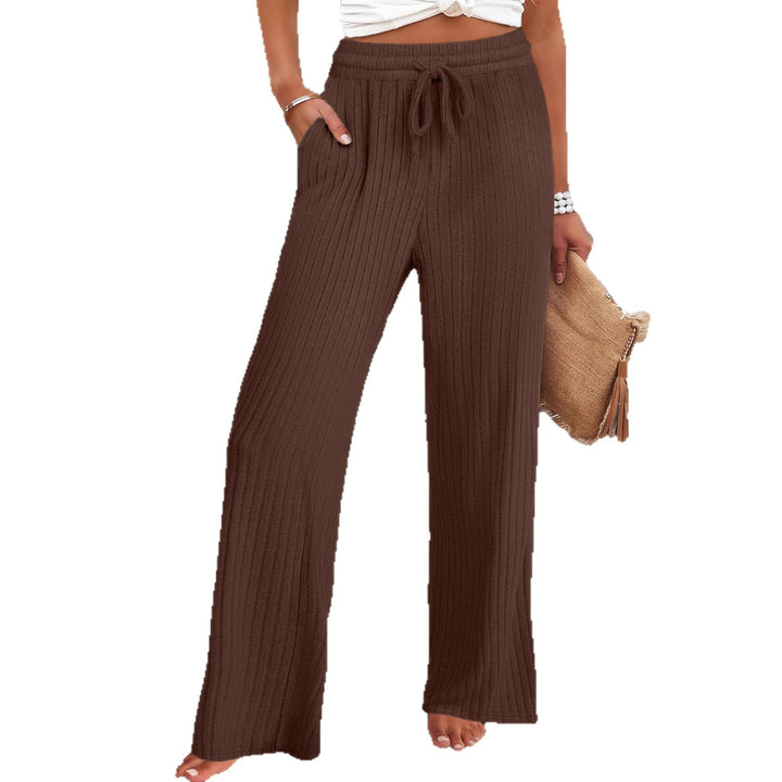 Damen Weit geschnittene Rippstrickhose mit elastischem Taillenbund Drune
