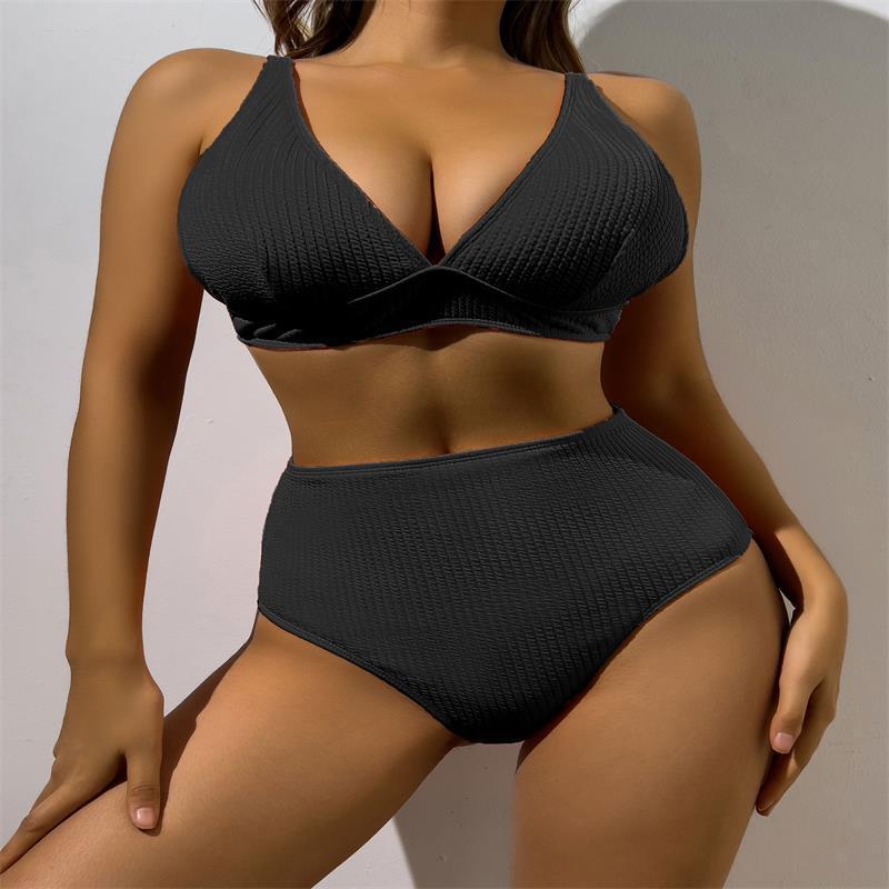 Damen Hochgeschnittener Bikini mit strukturiertem Oberteil Drune