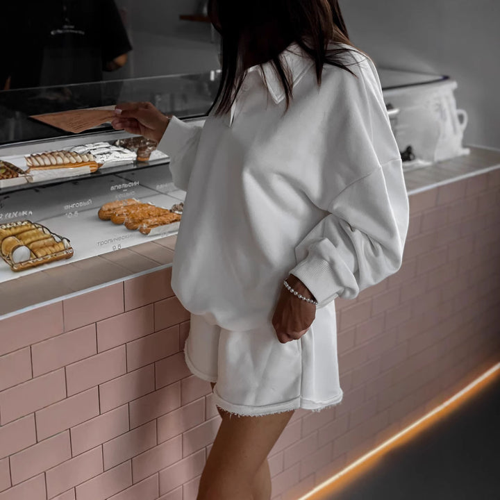 Damen lässiges Sweatshirt und Shorts-Set Drune