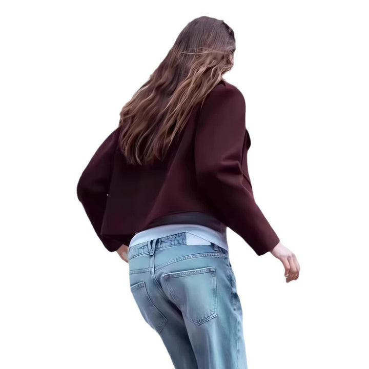 Damen modische Jacke mit praktischen Taschen und Druckknopfverschluss Drune