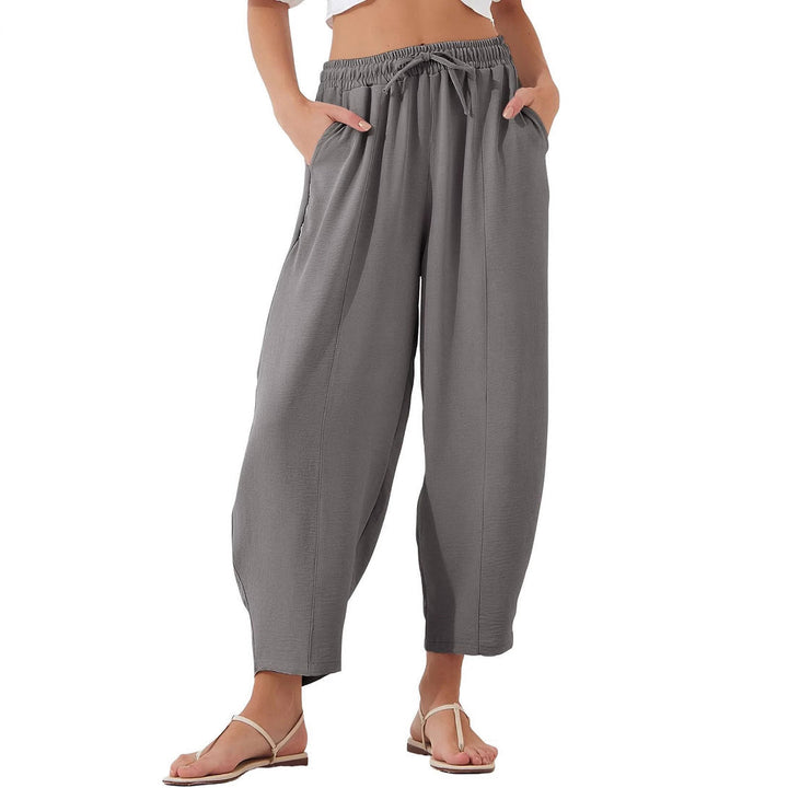 Damen lässige Freizeithose mit elastischem Bund und praktischen Seitentaschen Drune