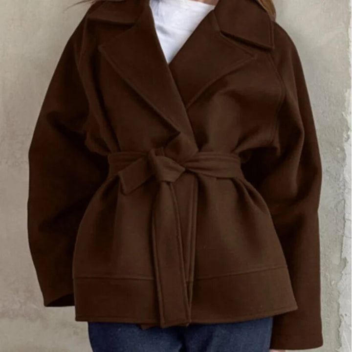 Damen Modische Wickeljacke aus hochwertigem Material mit taillierbarem Gürtel Drune
