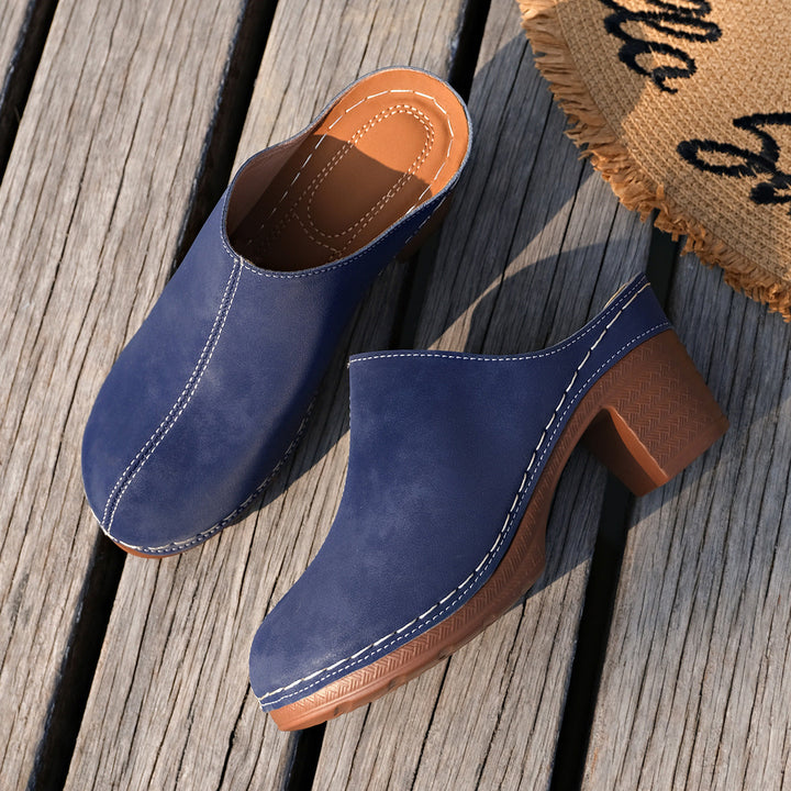 Damen Elegante Clogs aus hochwertigem Wildleder mit komfortablem Blockabsatz Drune