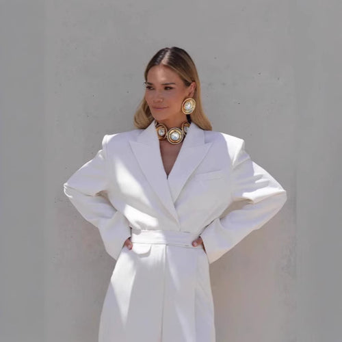 Damen Oversized Blazer mit Taillengürtel Drune