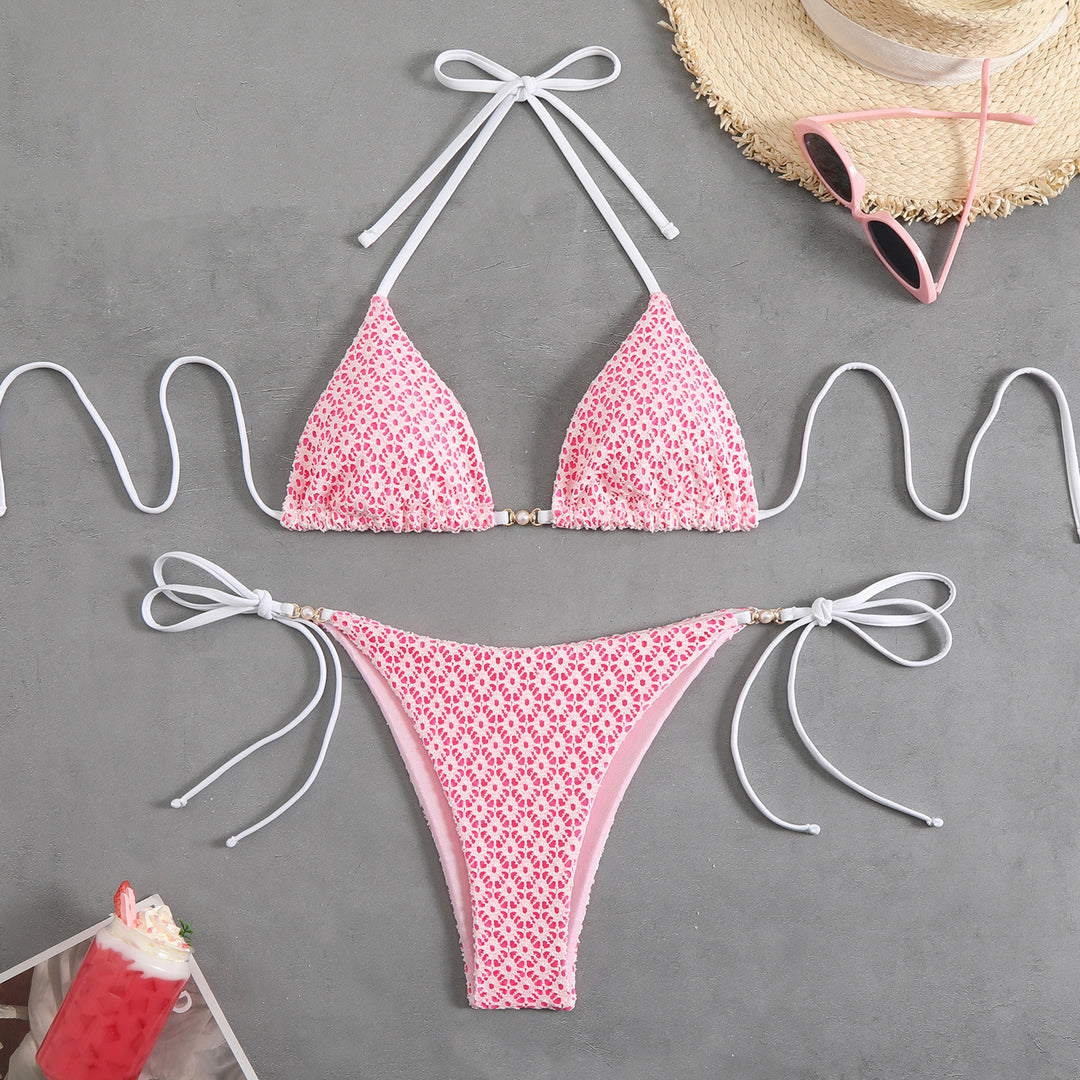 Damen Triangel-Bikini-Set mit verspielten Rüschendetails Drune