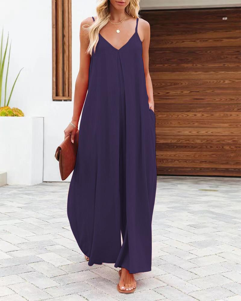 Damen Maxikleid mit schmalen Spagettiträgern und luftiger A-Linien-Silhouette Drune