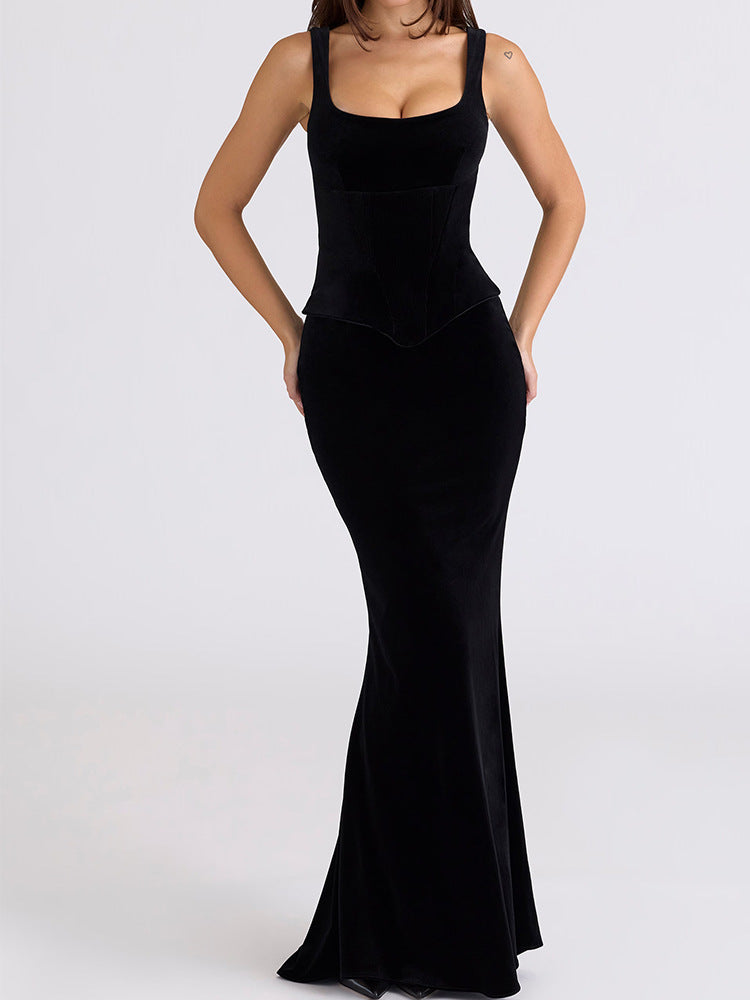 Damen Figurumspielendes Maxikleid mit elegantem Schnitt Drune