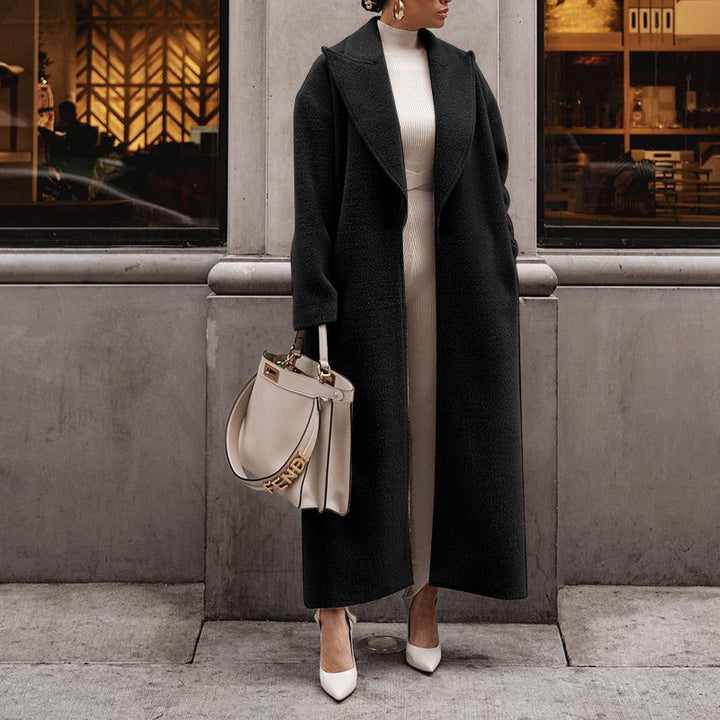 Damen Eleganter und warmer Wollmantel mit modernem Schnitt Drune