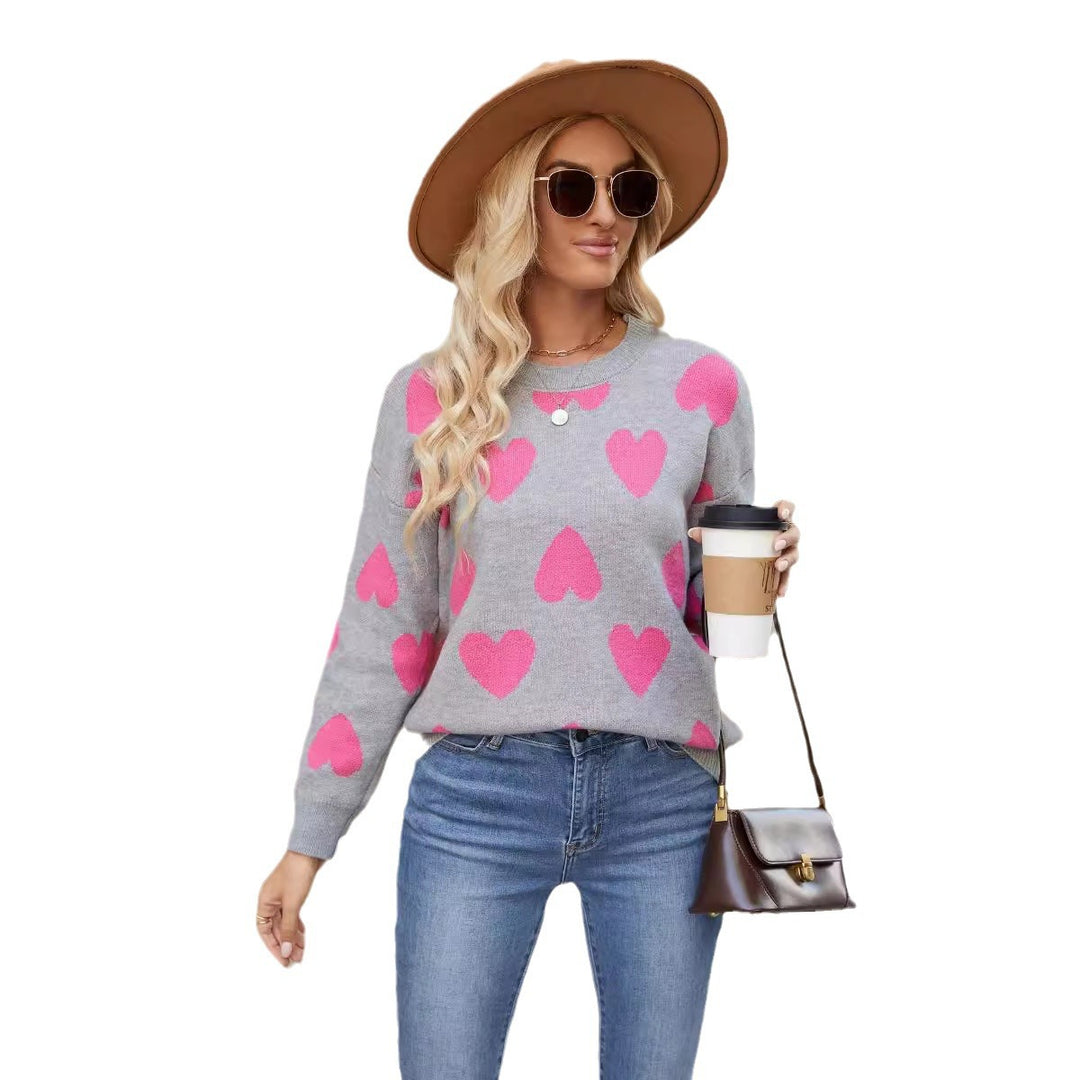 Damen Pullover mit Herzmotiv und lässigem Schnitt Drune