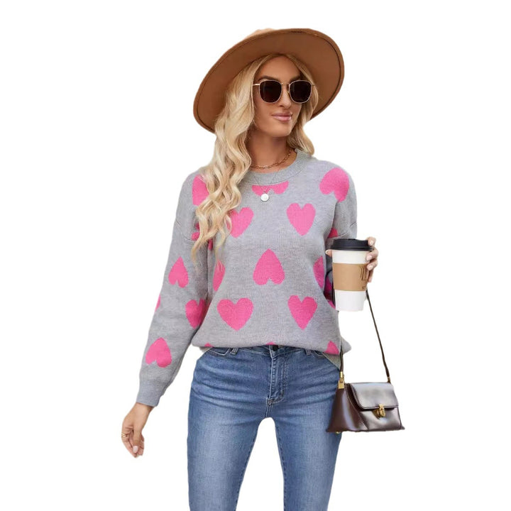 Damen Pullover mit Herzmuster und weichem Material Drune