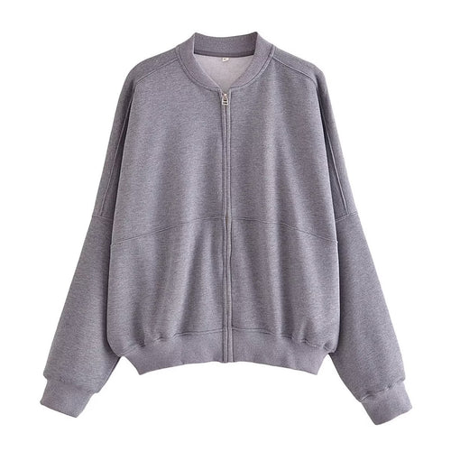 Damen lässige Sweatjacke mit hohem Kragen und praktischen Taschen Drune