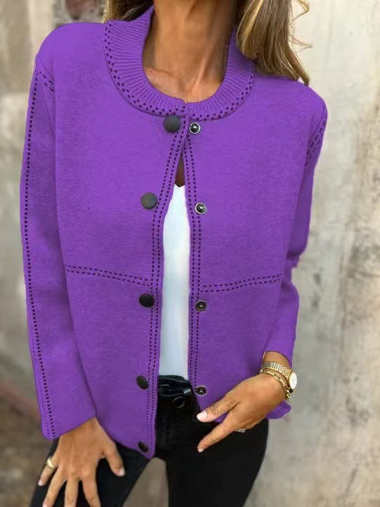 Damen Strickjacke mit Knopfleiste und edler Halslinie Drune