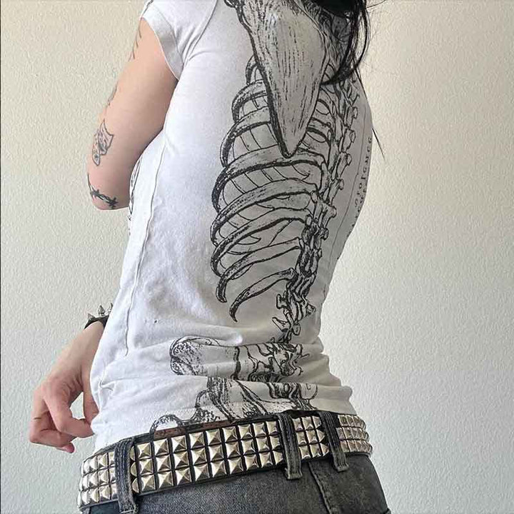 Damen Grafik-T-Shirt mit einzigartigem Skelett-Design Drune