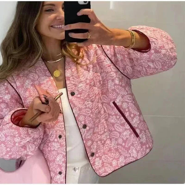 Drune | Steppjacke Blumenmuster Lässige Passform Gepolstert Und Bequem