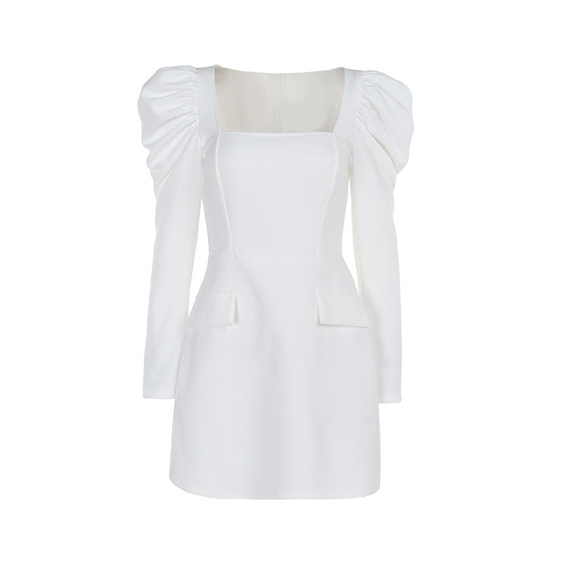 Damen elegantes Minikleid mit Puffärmeln und tailliertem Schnitt Drune