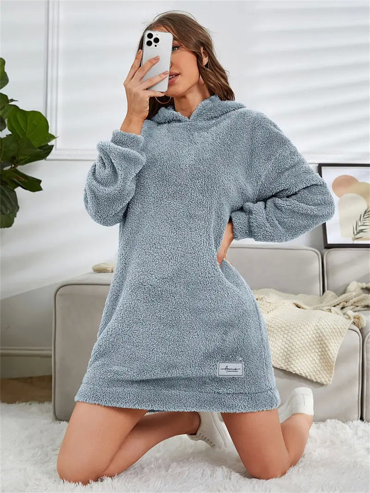 Damen Kuscheliges Hoodie-Kleid Drune