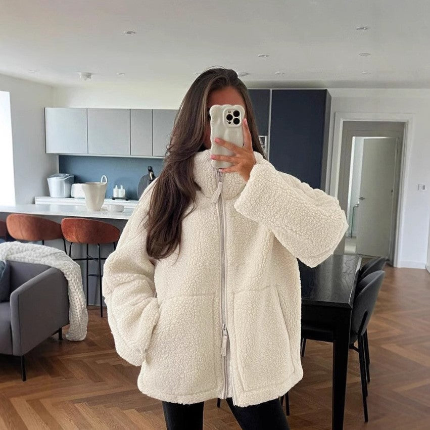 Damen kuschelige Fleecejacke Drune