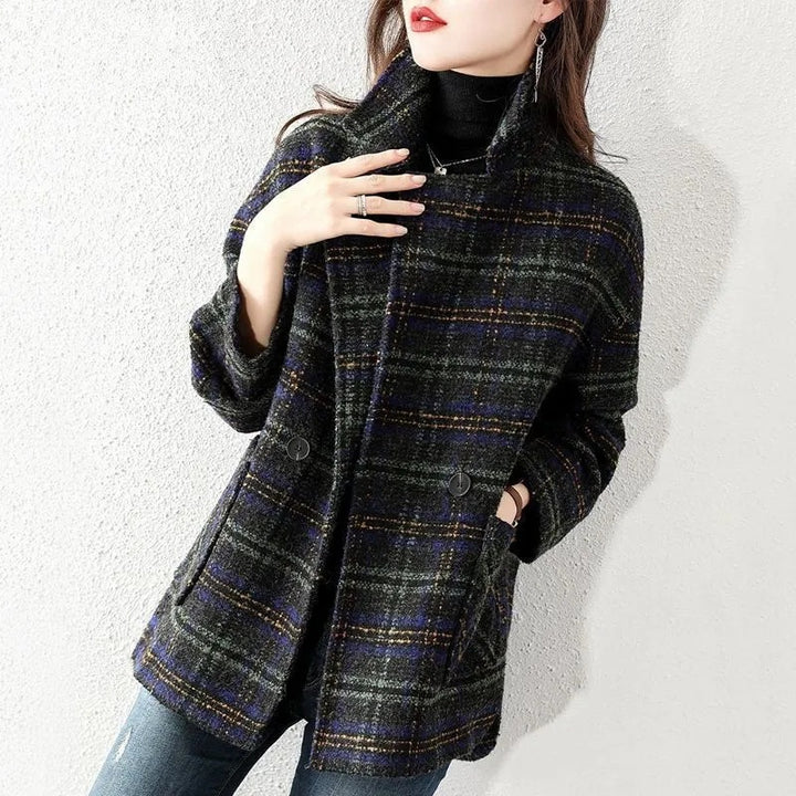 Damen Klassische Karojacke im modischen Oversized-Stil Drune