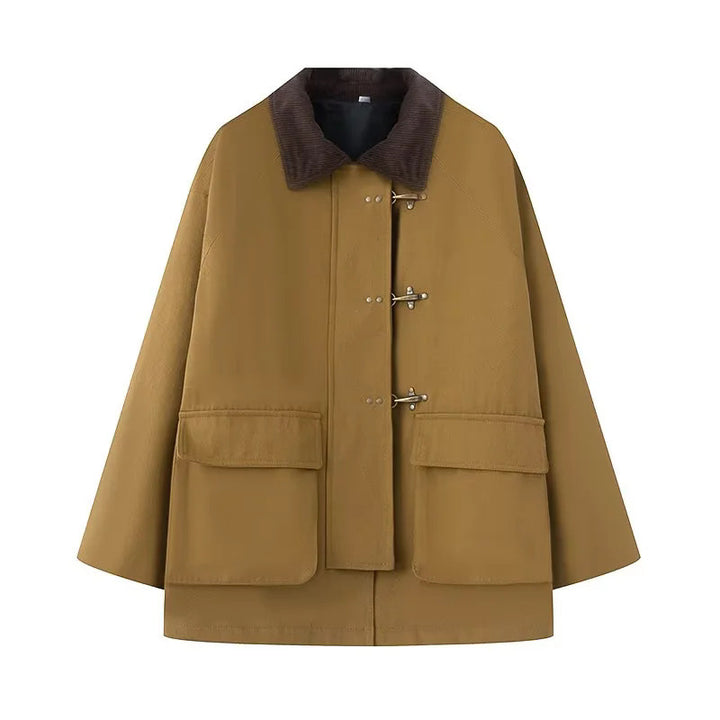 Damen oversized Trenchjacke mit klassischem Stehkragen und praktischen Taschen Drune