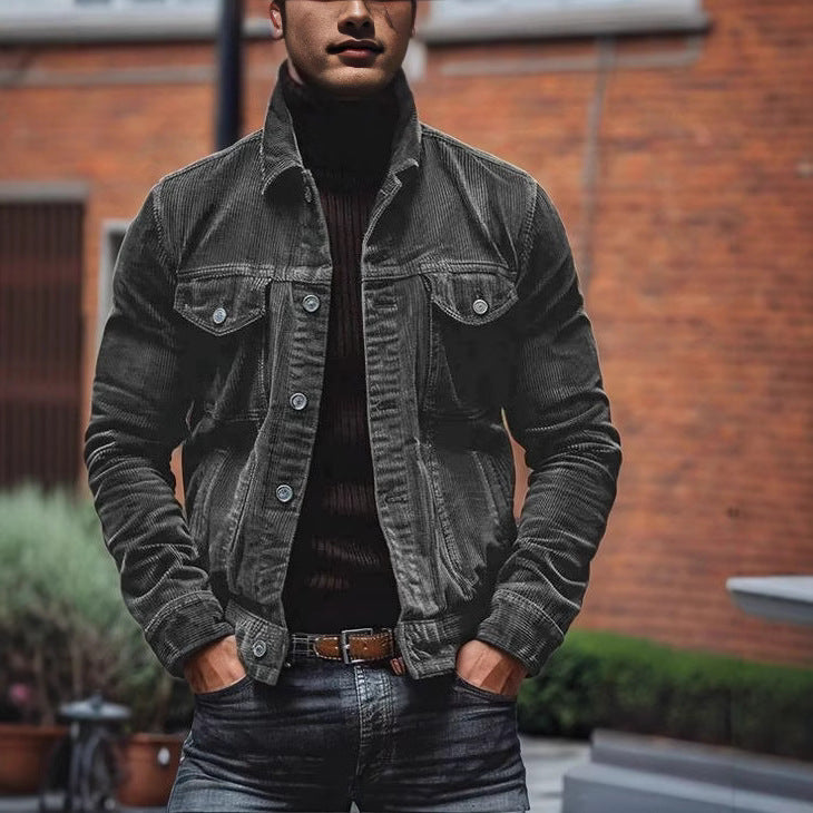 Herren modische Kordjacke mit praktischen Taschen und klassischem Schnitt Drune