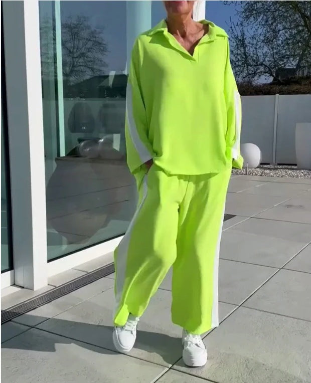 Damen entspannter Freizeitanzug mit Hemd und weiter Hose Drune