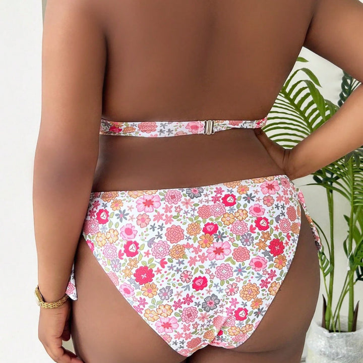 Damen Bikini mit gebundenem Oberteil und floralem Design Drune