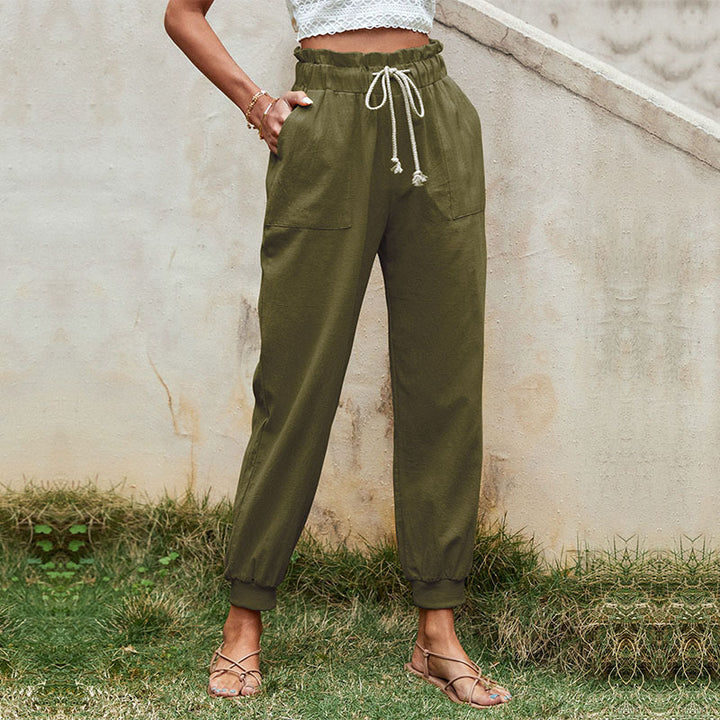 Damen Casual Freizeithose mit elastischem Bund und praktischen Taschen Drune