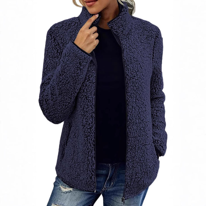 Damen kuschelige Fleecejacke mit hohem Kragen und praktischen Taschen Drune