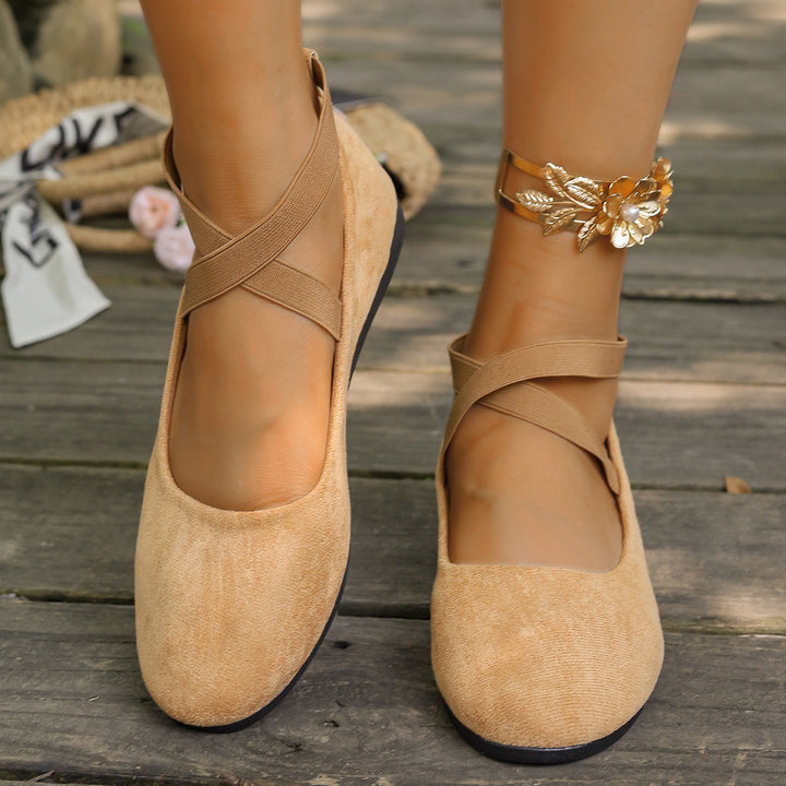 Damen Bequeme und elegante Ballerinas mit kreuzenden Riemen Drune
