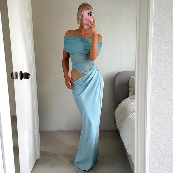 Damen Elegantes Wickelkleid mit Off-Shoulder Design und Drapierungseffekt Drune