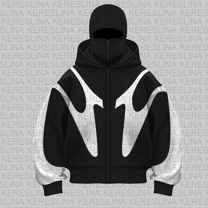 Damen stylische Kapuzenjacke mit kontrastierenden Farbblockierungen und hohem Kragen Drune