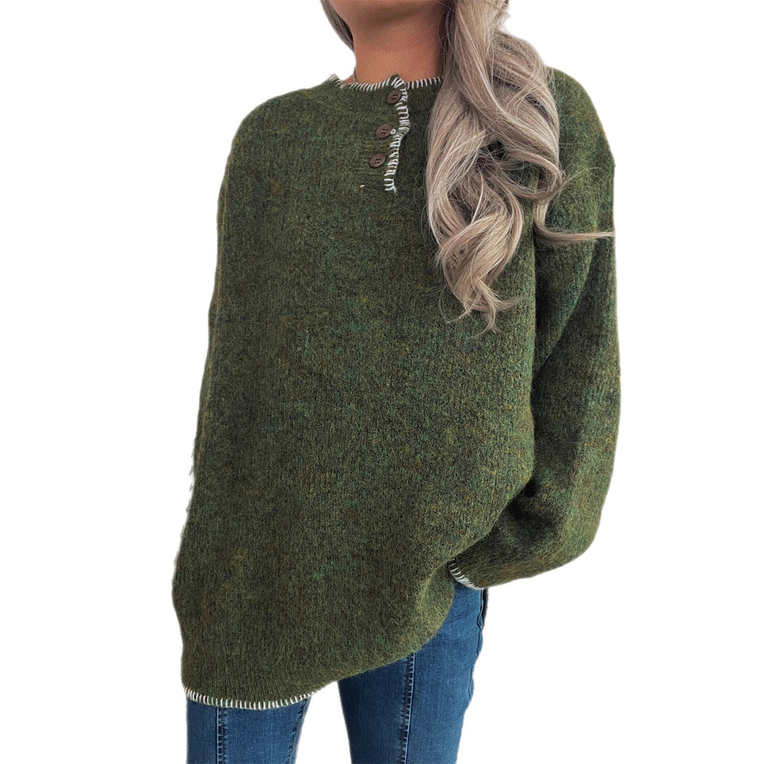 Damen Oversize Strickpullover mit Knopfleiste Drune