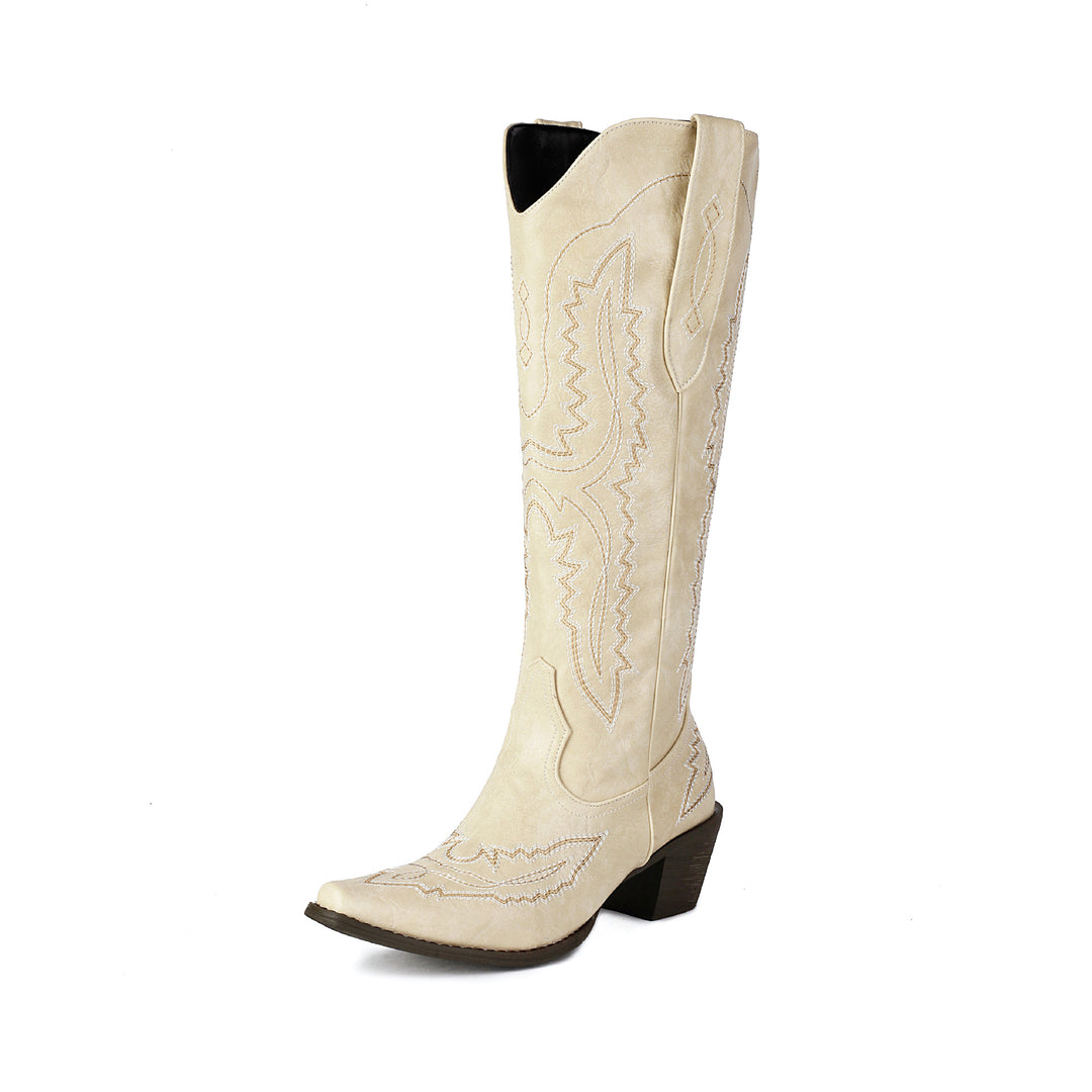 Damen Verzierte Western-Stiefel bis zum Knie Drune