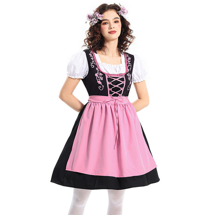 Damen nan traditionelles Dirndlkleid mit dekorativer Schnürung und abnehmbarer Schürze Drune
