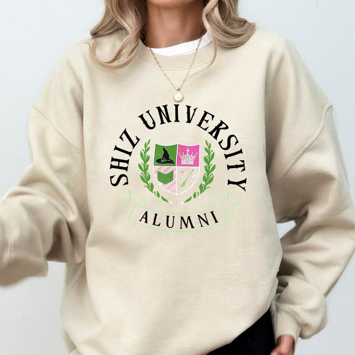Damen Oversized Sweatshirt mit Universitätsemblem und lässigem Schnitt Drune