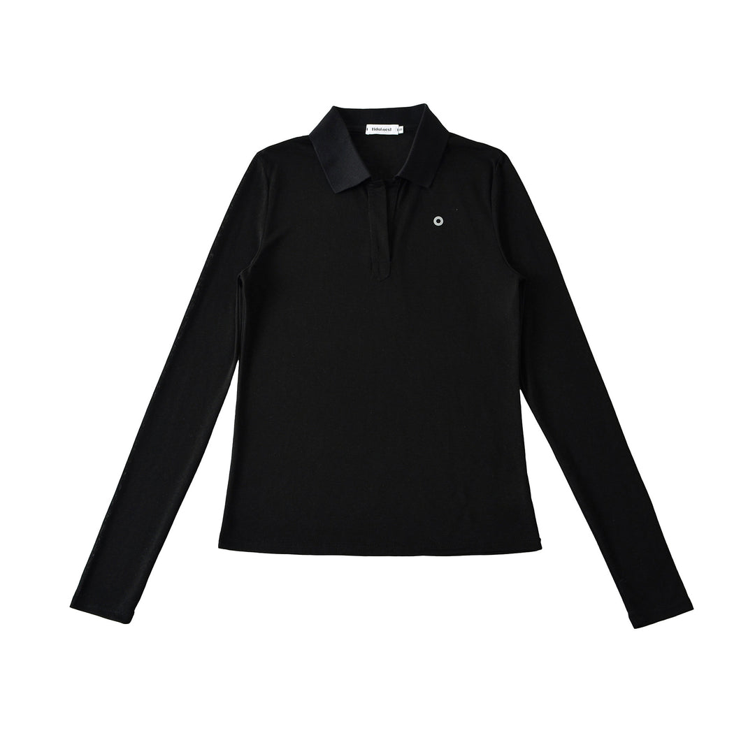 Damen Langarm-Polohemd mit modernem Kragen und hochqualitativem Materialmix Drune