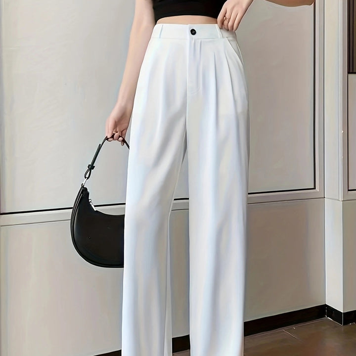 Damen weite High-Waist Hose mit Falten Drune