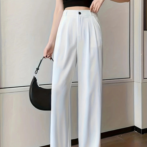 Damen weite High-Waist Hose mit Falten Drune