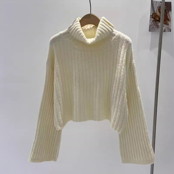 Damen modischer Rollkragenpullover mit Rippstruktur und weitem Schnitt Drune