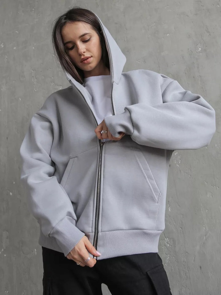 Damen Hoodie mit oversized Passform und durchgehendem Reißverschluss Drune